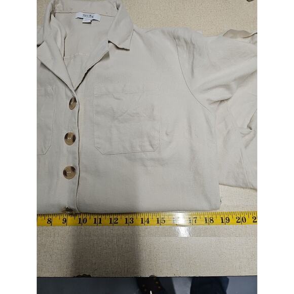 Myra Fantasy Jumpsuit Womens Sz Med Neutral Cropped Lagenlook Button Front - Picture 7 of 9